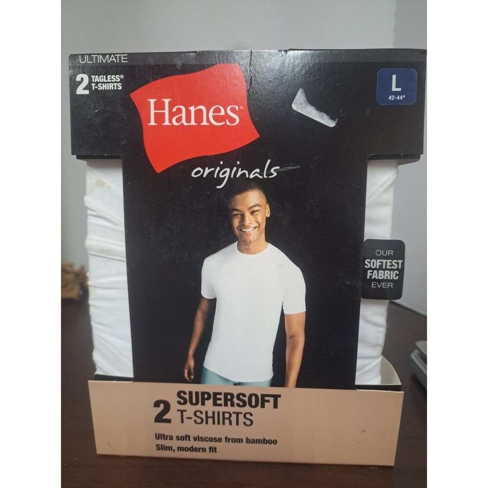 Hanes Originals Tagless 2 Supersoft T-shirts Mens White Size Large